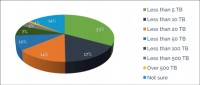 Kapacita datových úložišť dedikovaná pro virtualizované systémy (Zdroj: ActualTech Media, 2015, N=578)