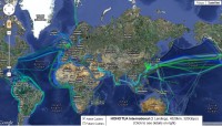 Současné podmořské trasy optických vláken globálně (Zdroj: Greg’s Cable Map)