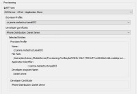 Pokud správně vyplníte ID aplikace v profilu projektu, bude se RX snažit najít odpovídající profil provision v seznamu xCode, a dále najít odpovídající certifikát pro podepsání