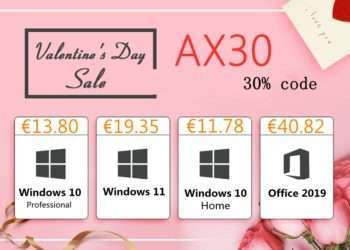 Licence Windows 10 za € 13, Office za € 23, superslevy na Svatého Valentýna až 91 %!