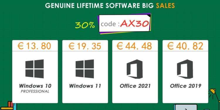 Doživotní licence na Windows 10 jen za 11 €, Office za 23 €, na začátku března slevy až 91 %!